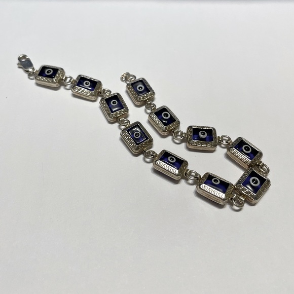 925 Silver Unique Evil Eye Bracelet - Picture 12 of 14